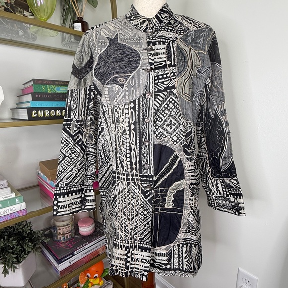 Chico's Design Art To Wear Silk Embroidered Top - Picture 4 of 8